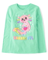 Girls Axolotl Snacks Graphic Tee