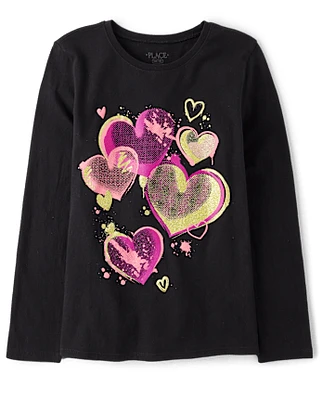 T-shirt imprimé coeur fille