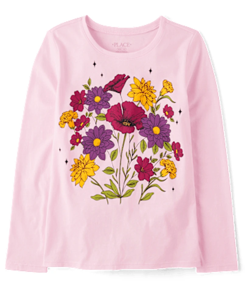 Girls Flowers Graphic Tee