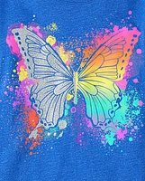 Girls Rainbow Butterfly Graphic Tee