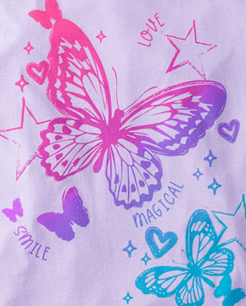 Fille Papillon T-shirt imprim