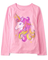 T-shirt fille licorne imprimé