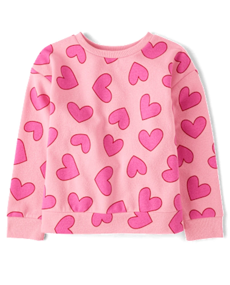 Girls Heart Fleece Sweatshirt