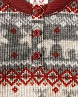 Baby And Toddler Matching Family Fairisle Thermal Henley Pajamas