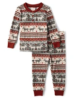 Baby And Toddler Matching Family Fairisle Thermal Henley Pajamas