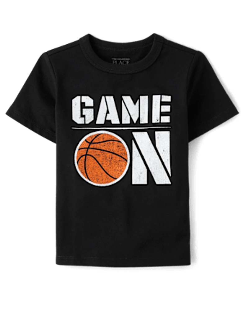 Baby And Toddler Boys Game On Basketball Graphic Tee