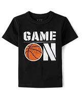 Baby And Toddler Boys Game On Basketball Graphic Tee