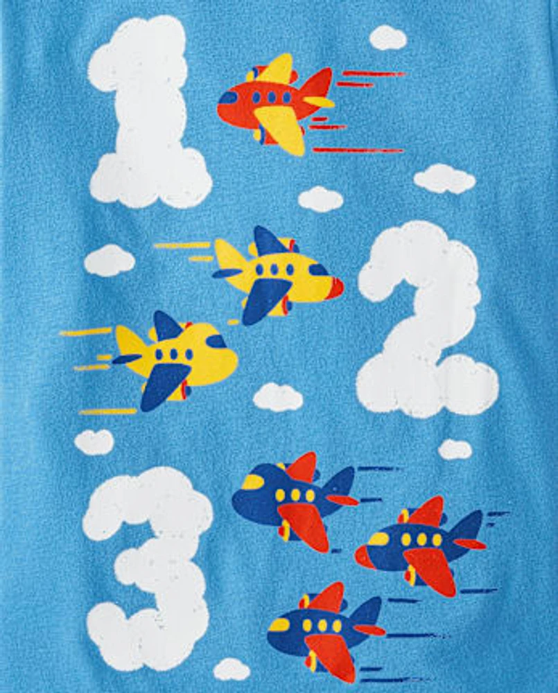 Baby And Toddler Boys Number Airplane Graphic Tee