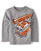 Baby And Toddler Boys Fire Truck Graphic Tee