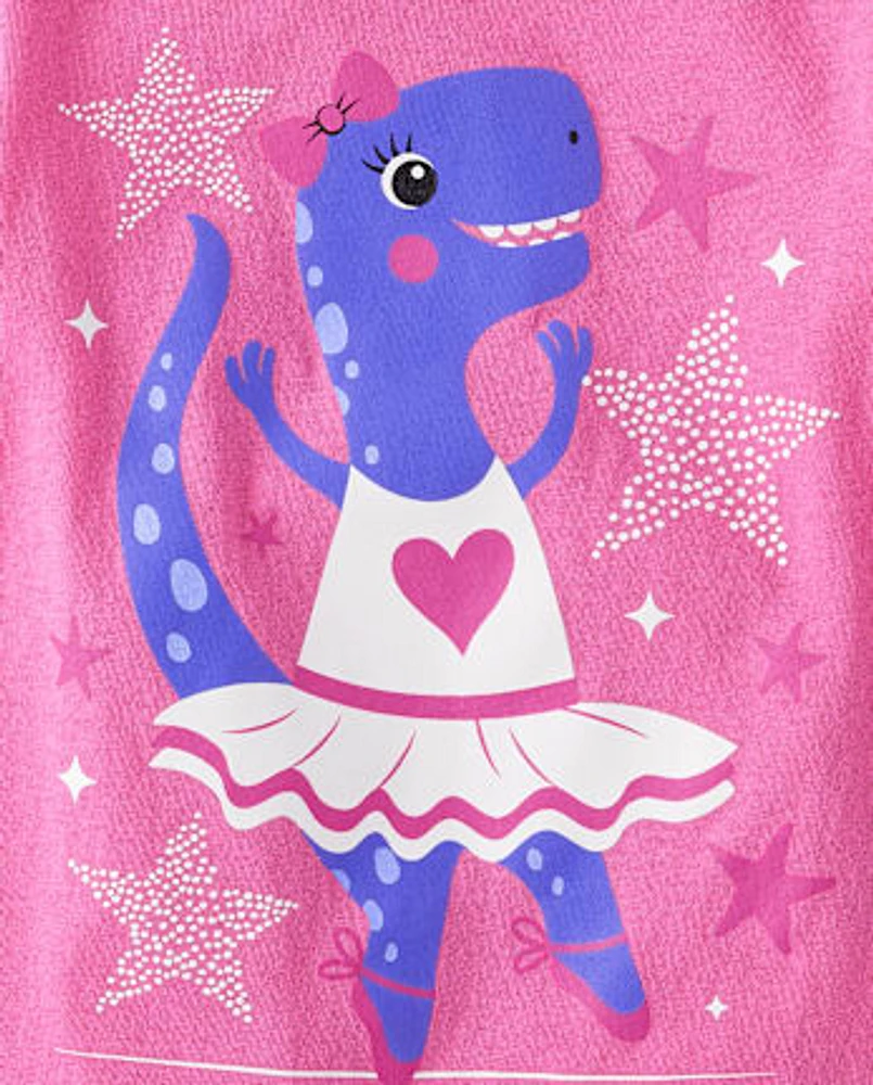 Baby And Toddler Girls Dino Ballerina Graphic Tee