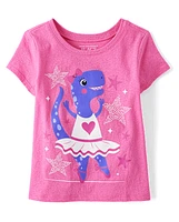 Baby And Toddler Girls Dino Ballerina Graphic Tee