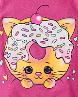 Baby And Toddler Girls Cat Doughnut Graphic Tee