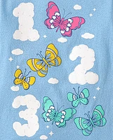 Baby And Toddler Girls Number Butterfly Graphic Tee