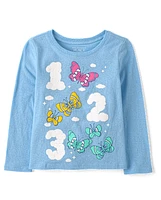 Baby And Toddler Girls Number Butterfly Graphic Tee