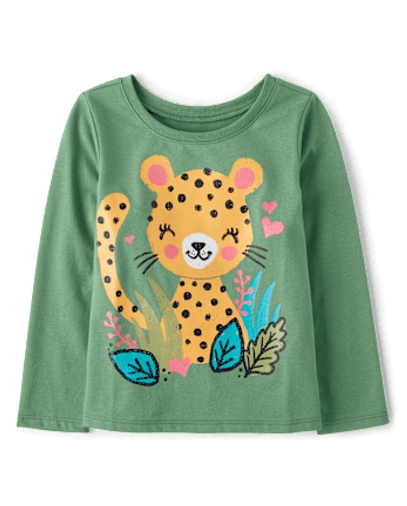 Baby And Toddler Girls Cheetah Graphic Tee