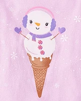 Baby And Toddler Girls Snowman Ice Cream Graphic Tee