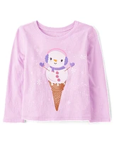 Baby And Toddler Girls Snowman Ice Cream Graphic Tee