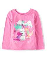 Baby And Toddler Girls Dino Snow Graphic Tee