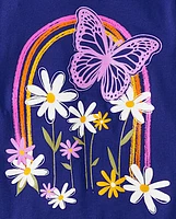 Girls Butterfly Rainbow Graphic Tee