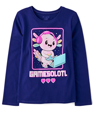 Fille Gamer Axolotl T-shirt imprimé