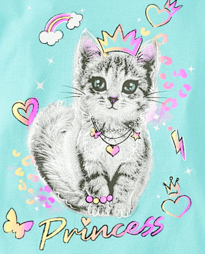 Girls Princess Cat Graphic Tee