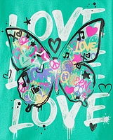 Girls Love Butterfly Graphic Tee