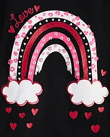 Girls Valentine's Day Heart Rainbow Graphic Tee