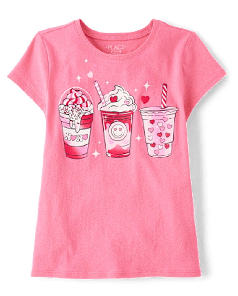 Girls Valentine's Day Milkshake Graphic Tee