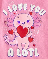 Girls Valentine's Day Axolotl Graphic Tee