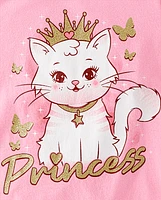 Baby And Toddler Girls Princess Cat Graphic Tee