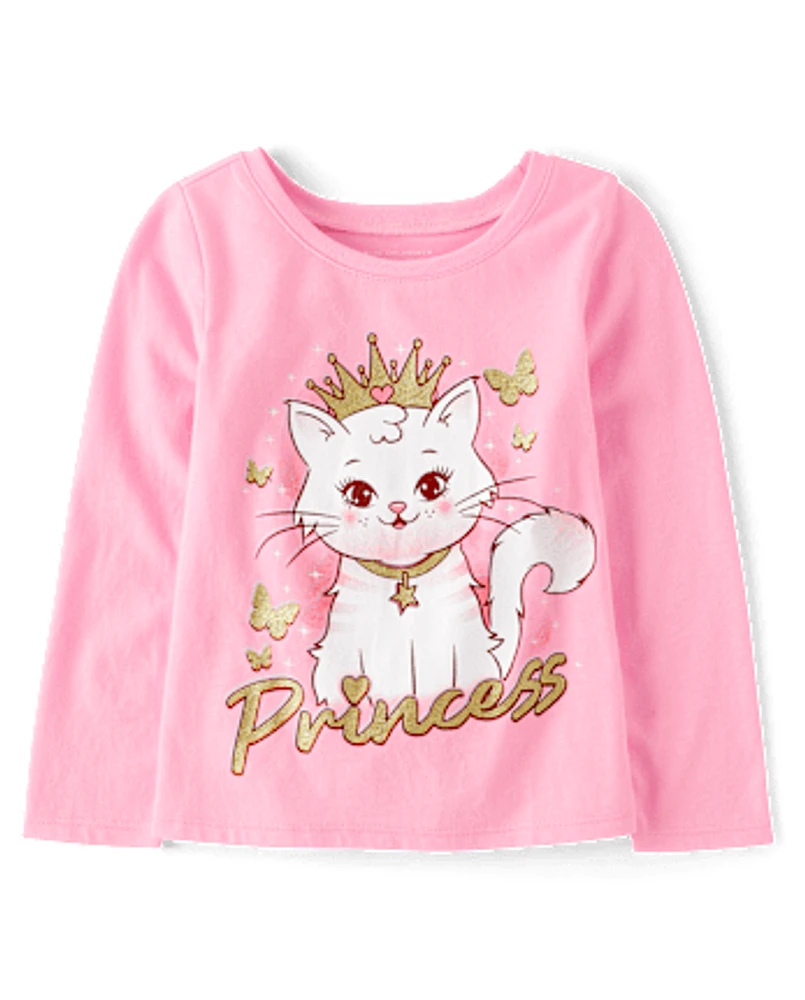 Baby And Toddler Girls Princess Cat Graphic Tee