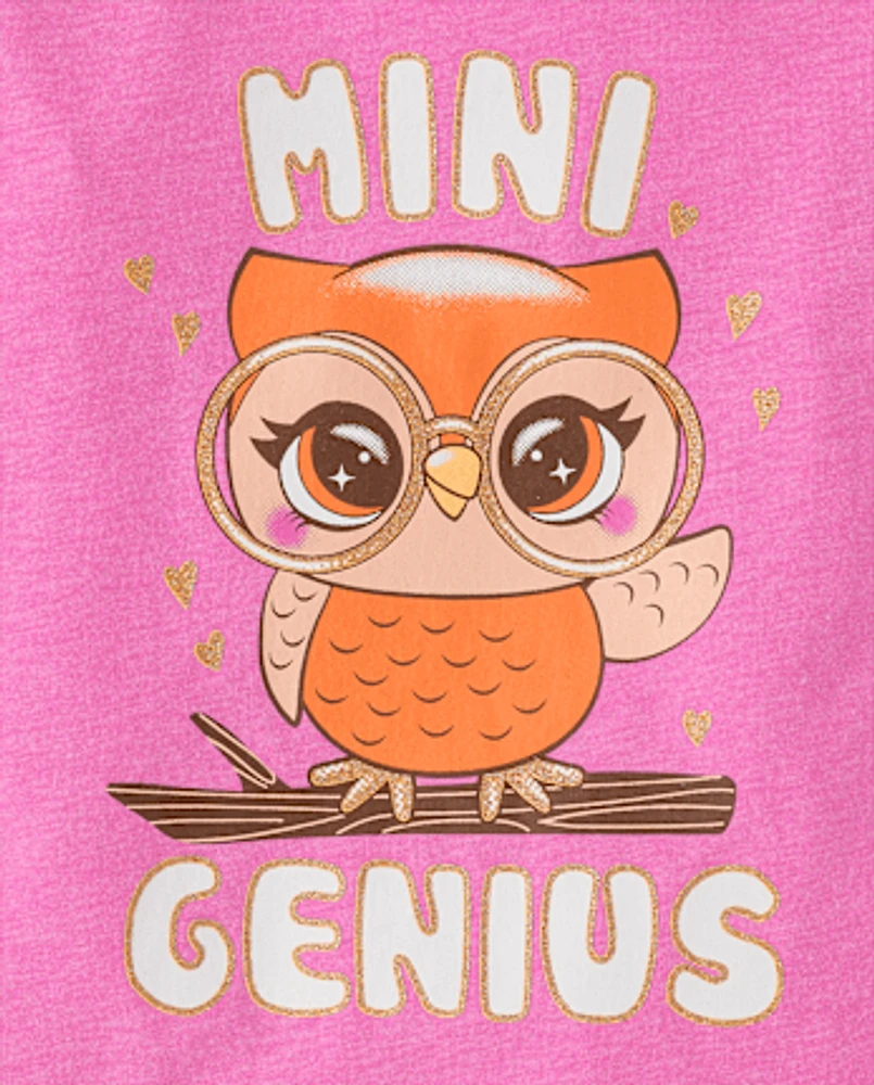 Baby And Toddler Girls Genius Owl Graphic Tee