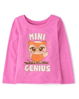 Baby And Toddler Girls Genius Owl Graphic Tee