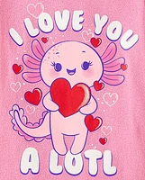 Baby And Toddler Girls Valentine's Day Axolotl Graphic Tee