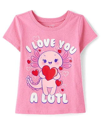 Baby And Toddler Girls Valentine's Day Axolotl Graphic Tee