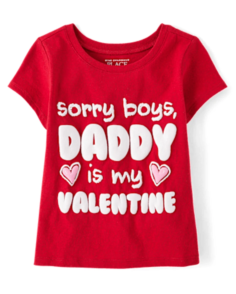 Baby And Toddler Girls Daddy Is My Valentine Graphic Tee