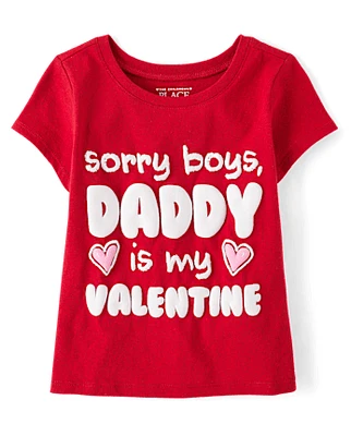 Baby And Toddler Girls Daddy Is My Valentine Graphic Tee