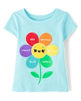 Baby And Toddler Girls Flower Color Graphic Tee