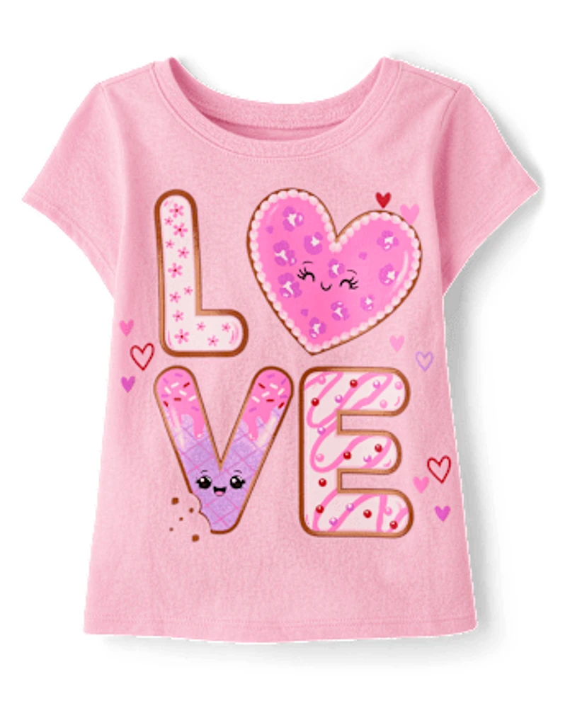 Baby And Toddler Girls Valentine's Day Love Cookies Graphic Tee