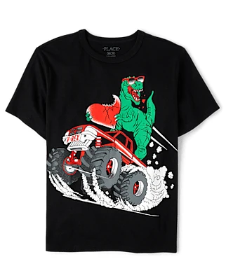 T-shirt imprimé Monster Truck Dino Heart pour garçon