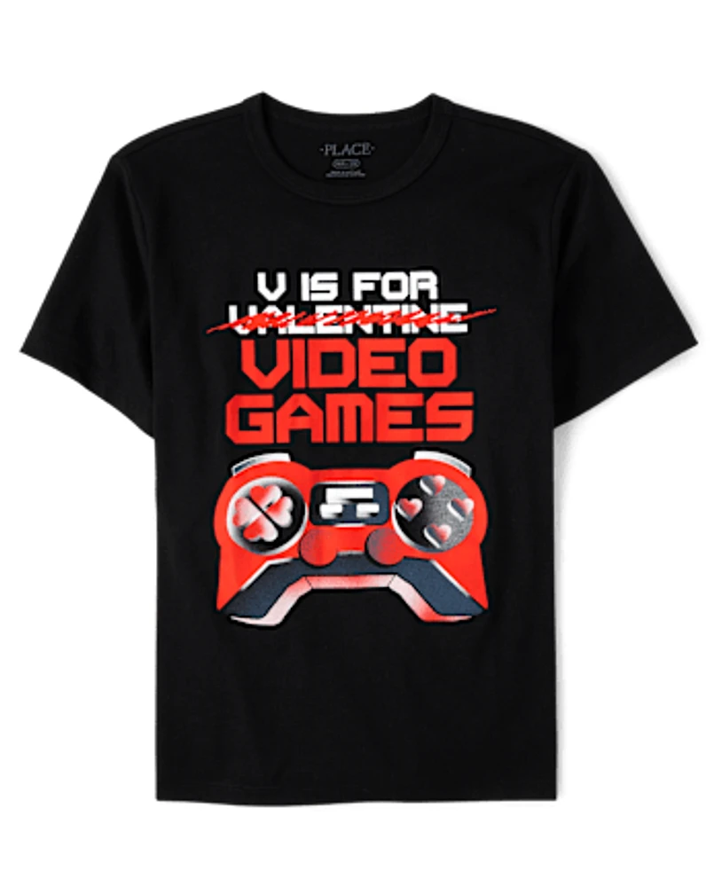 Boys V For Video Games Graphic Tee