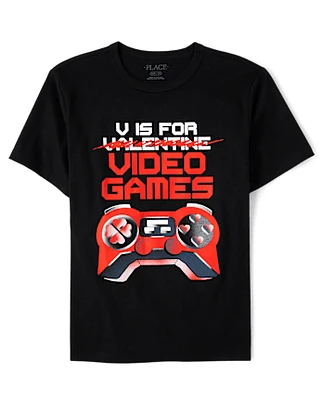 Boys V For Video Games Graphic Tee