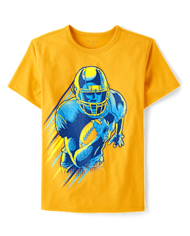 Boys Football Player Graphic Tee