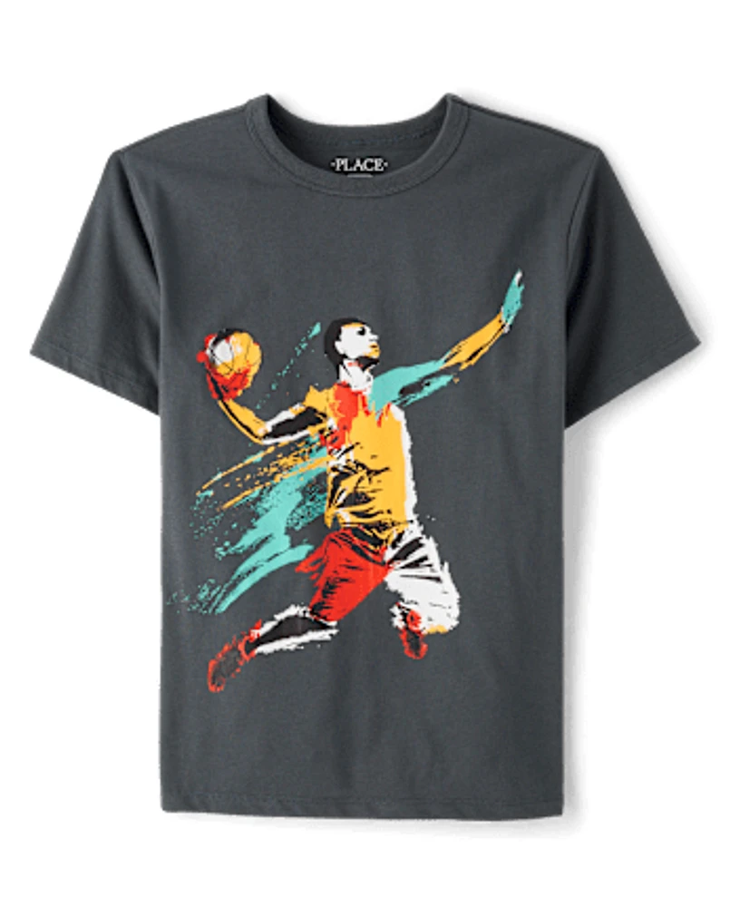 T-shirt imprimé joueur de basket garçon