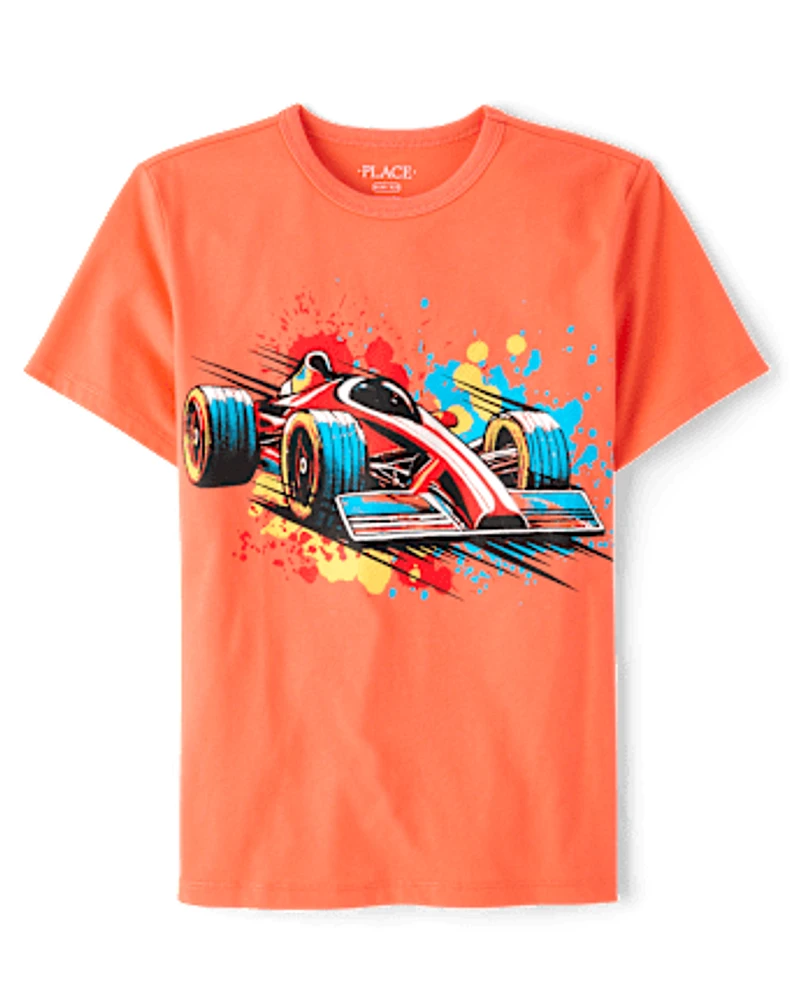 T-shirt imprimé voiture de course pour garçon