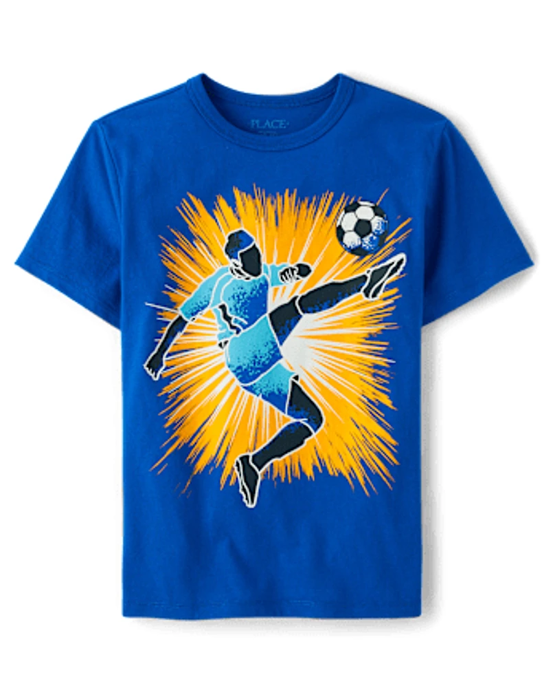 T-shirt imprimé joueur de soccer pour garçons