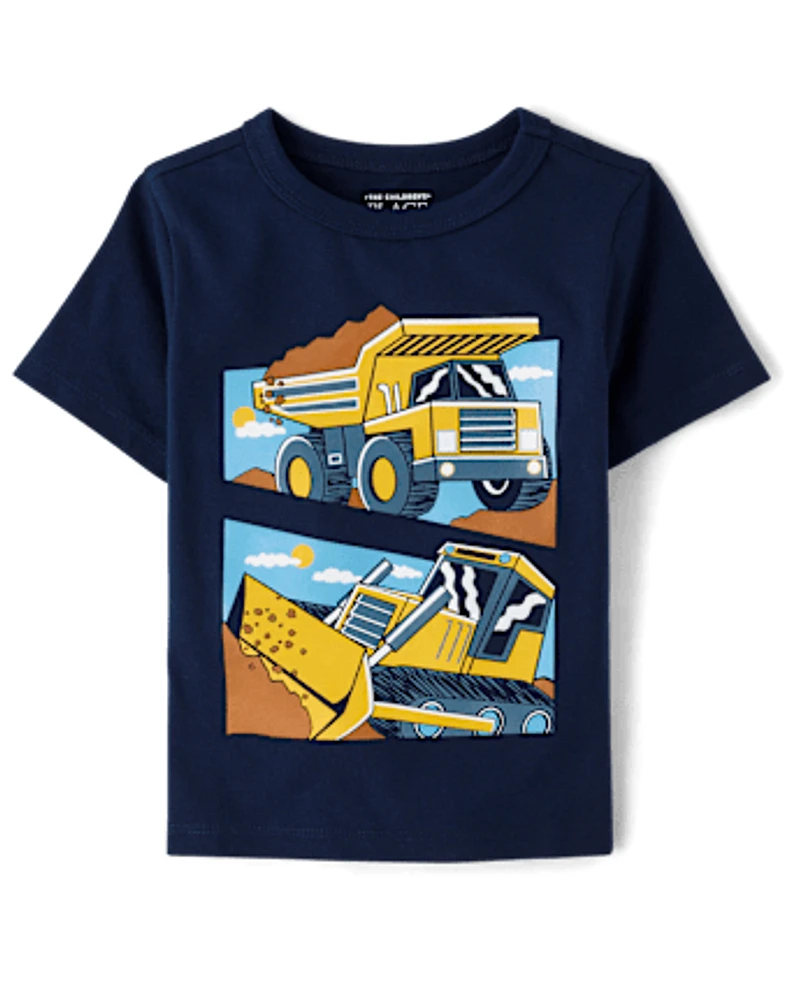 Baby And Toddler Boys Construction Vehicle Graphic Tee