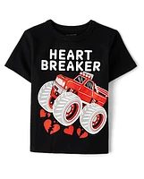 Baby And Toddler Boys Valentine's Day Monster Truck Graphic Tee