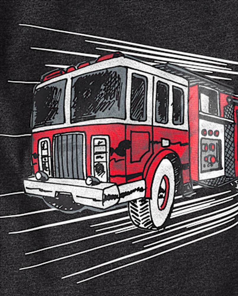 Baby And Toddler Boys Fire Truck Graphic Tee