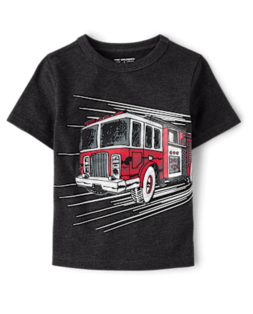 Baby And Toddler Boys Fire Truck Graphic Tee